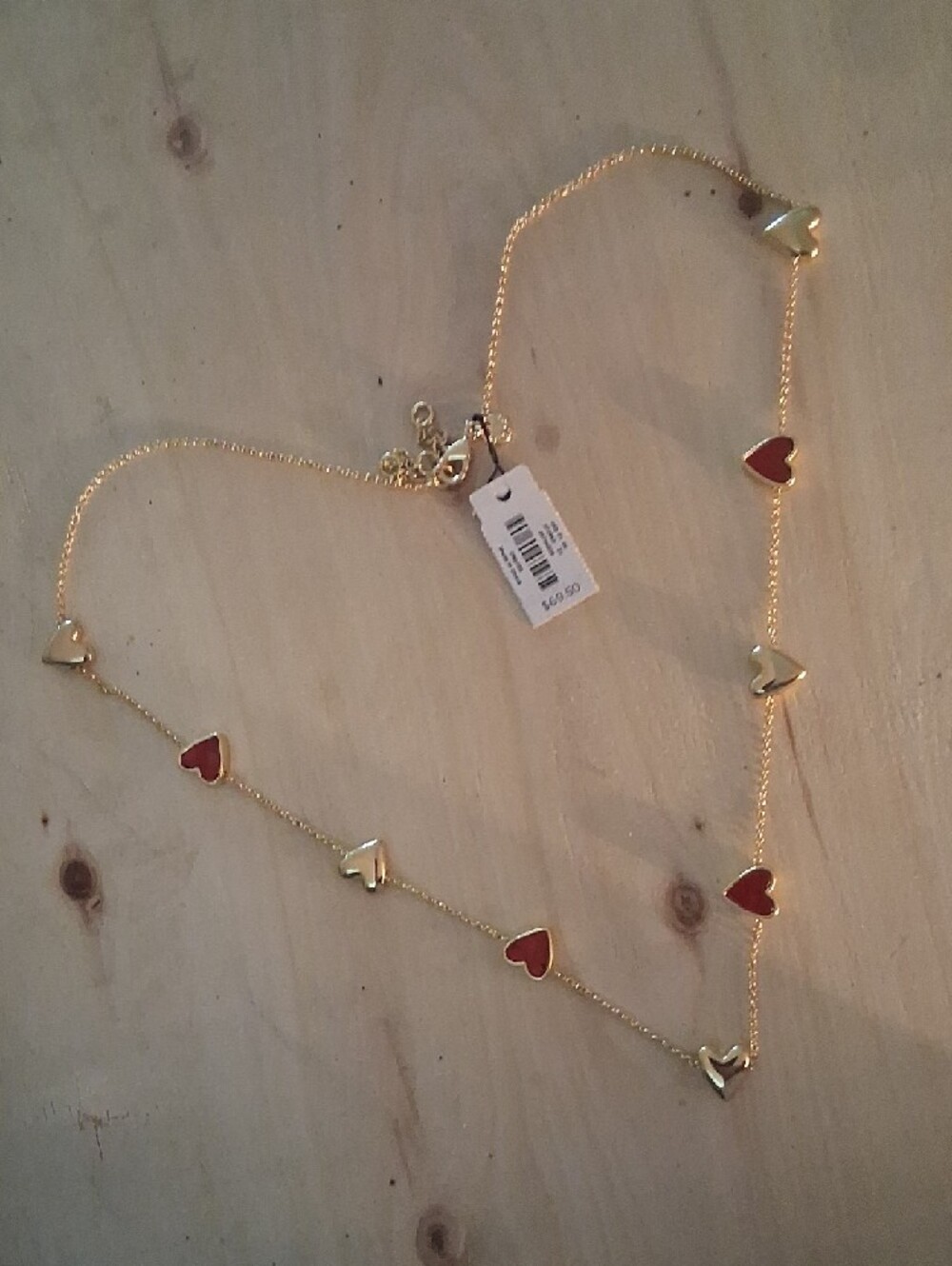Talbots Gold Necklace with Red Heart Accents - Picture 4 of 5
